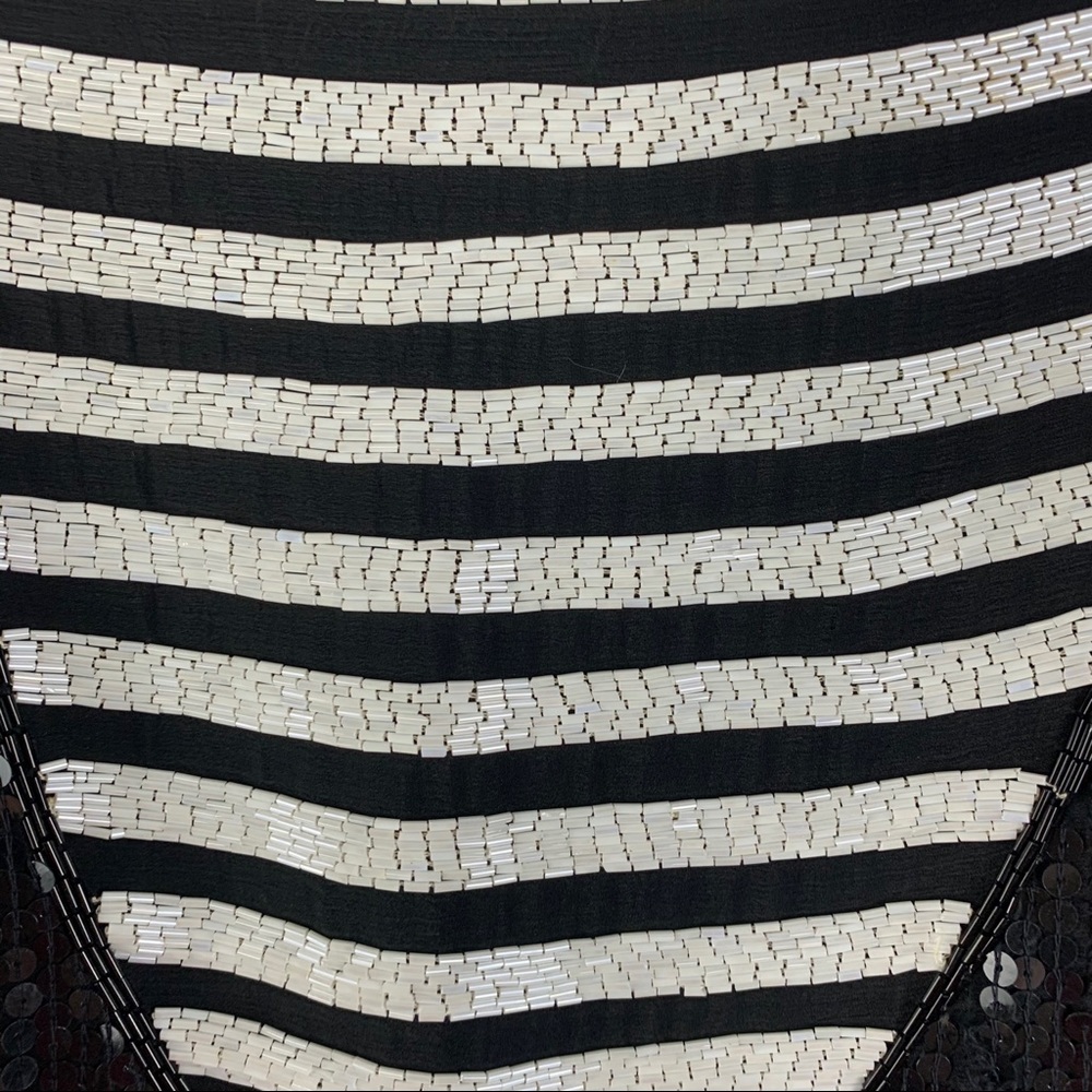 Vintage Silk Sequin Short Sleeve Striped Blouse M - Picture 2 of 7